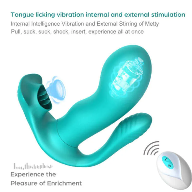 Articles de beauté Porter Strap-On Gode Vibrateur Plug Anal Langue Léchage Clitoris Vibration Jouets Sexy Pour Les Femmes Stimulent La Masturbation