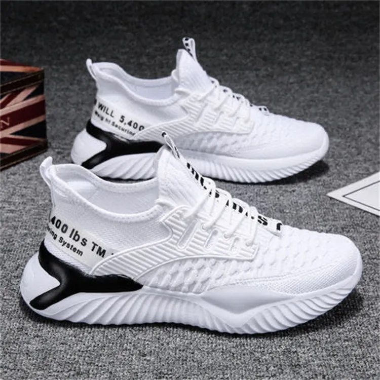 Running Shoes For Men White Black Green Breathable Fashion Knit