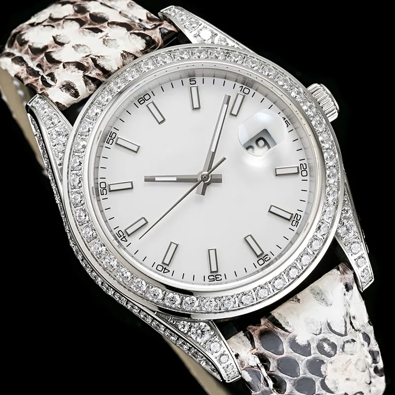 Diamant Herren Automatische Mechanische Uhren Lederarmband 41mm Uhr Designer Saphir Wasserdicht Leuchtende Uhren