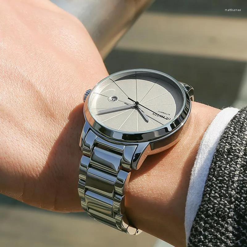 Relógios de pulso occhstin watches masculinos machos machos wristwatch date automático negócio montre aço inoxidável automático self wind Relogio