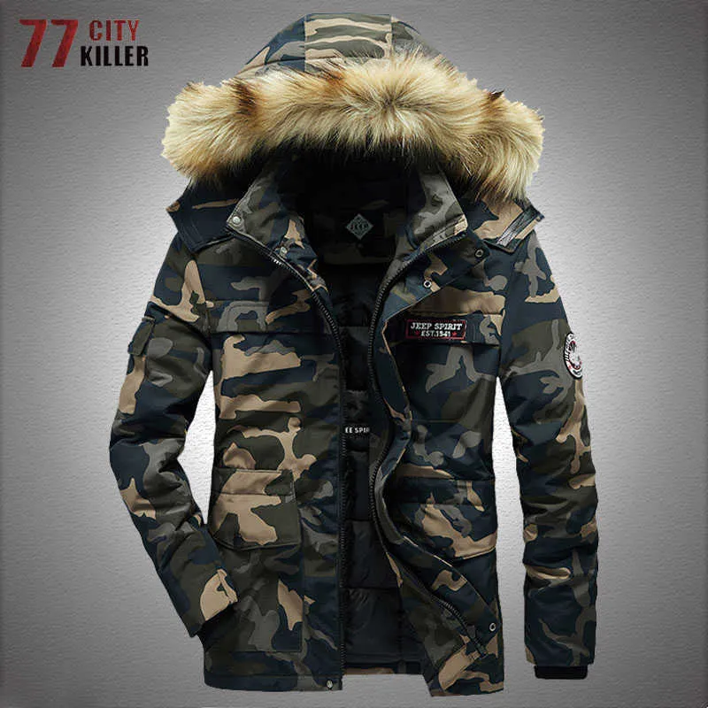 Outdoor Jackets Hoodies Winter Jacket Men Multi-pocket Windbreaker Fur Hooded Collar Thicken Outdoor Parkas Men Keep Warm Armband Jackets Plus Size 5XL 0104