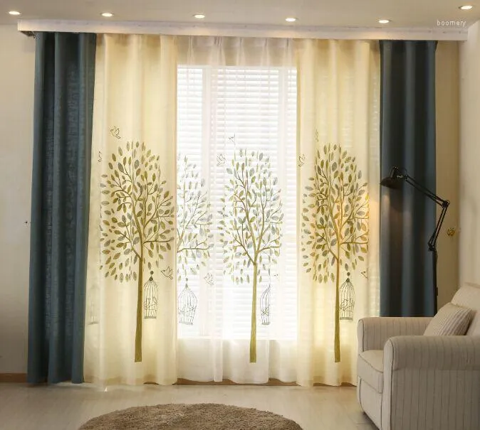 Curtain Summer The Korean Rural Cotton Embroidered Linen Shading Finished Products Can Be Customized