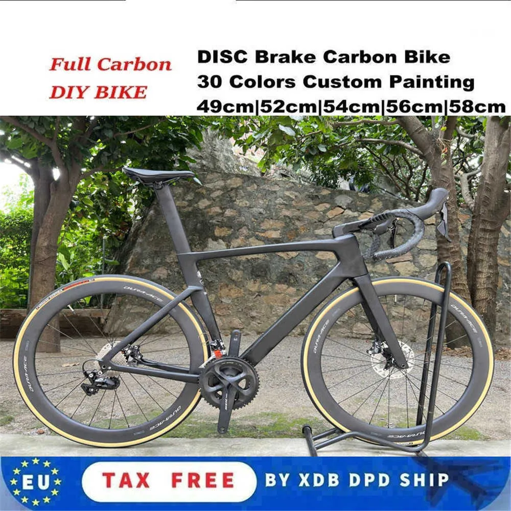 Vege Carbon Complete Bike Disc 브레이크 레이싱로드 자전거 호환 DI2 그룹 ACE C60 6 볼트 센터 잠금 휠 세트
