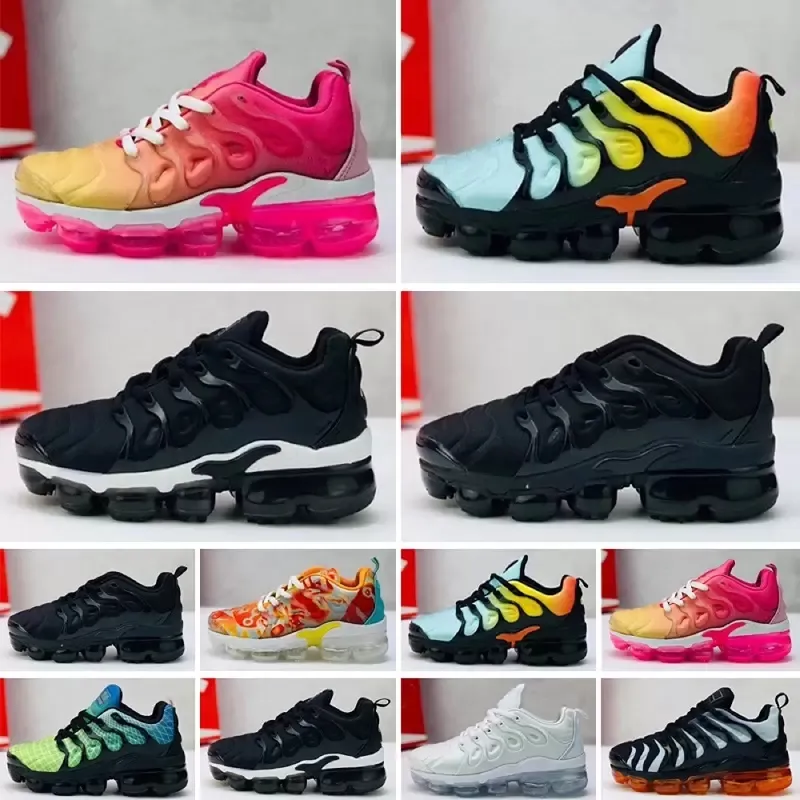 2023 Hot TN Plus Barnskor Pojkar Flickor Löparskor Gul Sea Triple Svart Vit Flerfärgad Spänning Lila Bumblebee Be True Sneakers Sneakers EUR 24-35