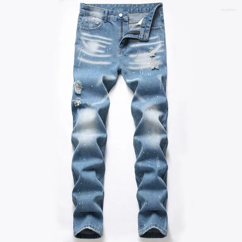 Men's Jeans 2023 Men's Spring Autumn Designer Slim Fit Denim Pants Male Distressed Destroyed Trousers Plus Size 42