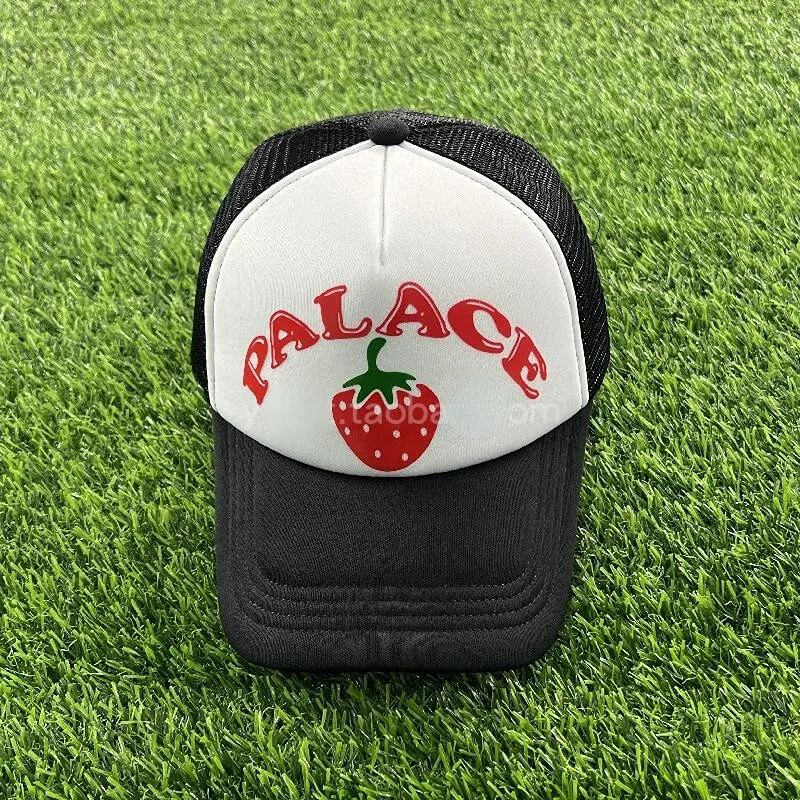 Men039s Fashion Ball Caps Trend Grote hoofdomtrek Palace Strawberry Trucker Hat9582095