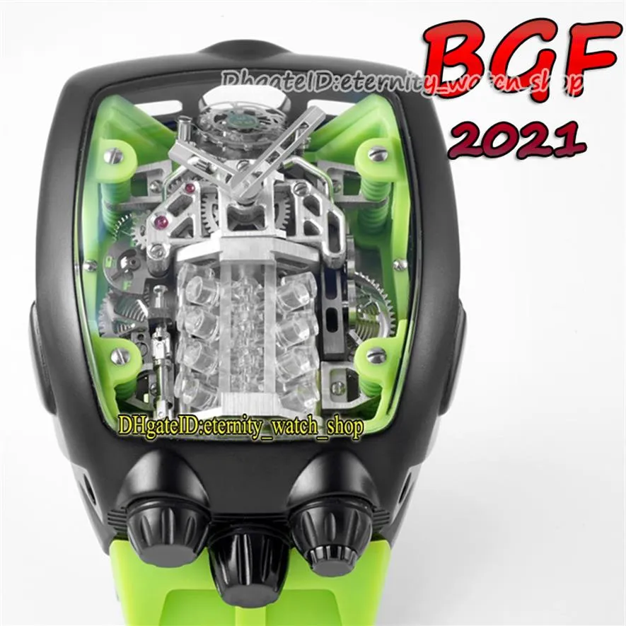 BGF 2021最新製品スーパーランニング16シリンダーエンジンダイヤル叙事詩XクロノカルV16オートマチックメンズウォッチPVDブラックケースエタニティ244A