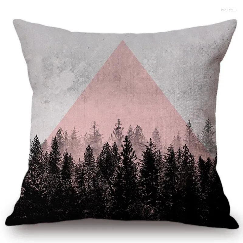 Pillow Natural Forest Style Collocation Triangle Geometric Case Cover Car Seat Office Chair Decor Throw