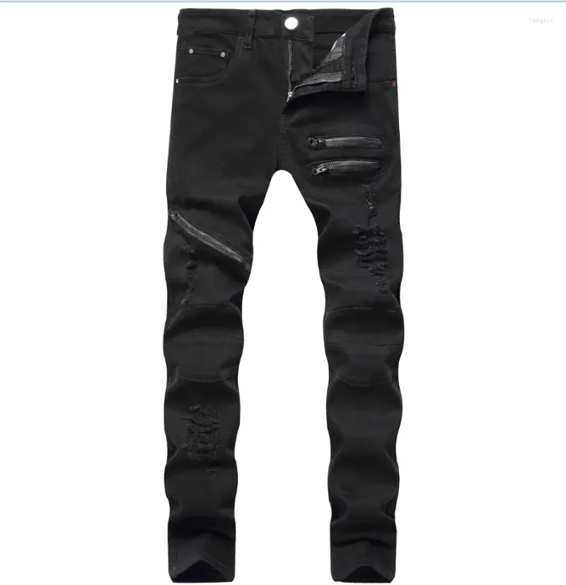 Jeans pour hommes dans le trou Destruction pantalon en détresse hommes Denim créateur de mode marque blanc Jean mâle