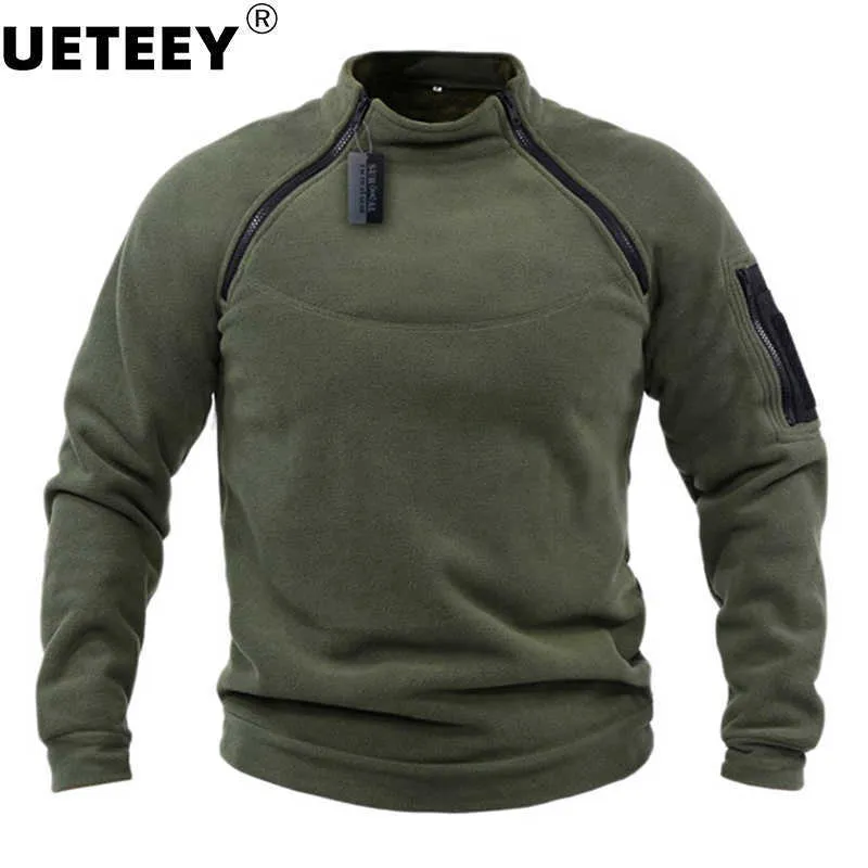 Vestes d'extérieur à capuche pour hommes US Tactical Outdoor Jacket Vêtements de chasse Fermetures à glissière latérales chaudes Polaire Pull Homme Coupe-vent Manteau d'automne Sous-vêtements militaires 0104