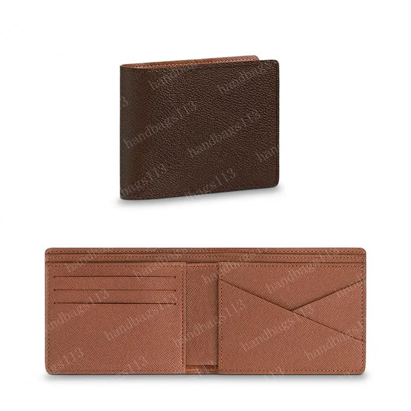 2022 Wallet Mens Wallets Women Handbag Laptop Card حامل عملة عملة محفظة مفتاح حقيبة نسائية القابض بني زهرة الجلد 60895 61895 Dust268G