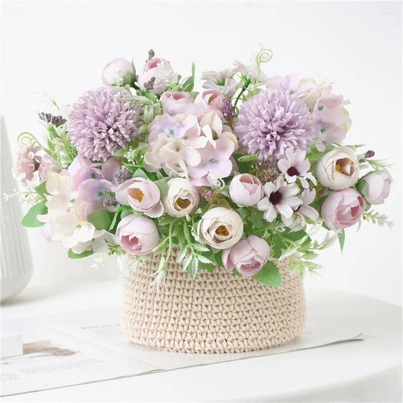 Fiori decorativi Decorazioni per la casa Fai da te Peonia Matrimonio Bouquet misto Rosa artificiale Fiore finto Seta