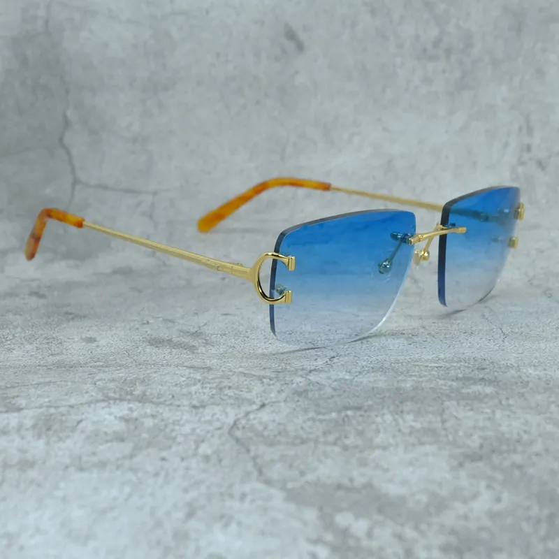 Square Sunglasses Women Carter Metal Sun Glasses Rimless Wire C Hip Hop Stylish Sunglass Shades Eyewear For Men253N
