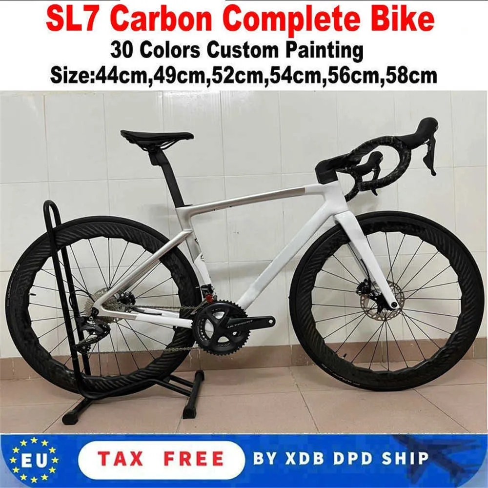 카멜레온 새로운 SL7 카본 완전 자전거 자전거 디스크 브레이크 레이싱로드 자전거 호환 DI2 그룹 ACE 6 볼트 센터 잠금 휠 세트