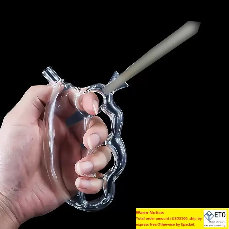 Glass Knuckles Bubbler Knuckle Tubi per fumatori Hand Herb Pipe Finger Holder Riciclo dell'acqua Colorato