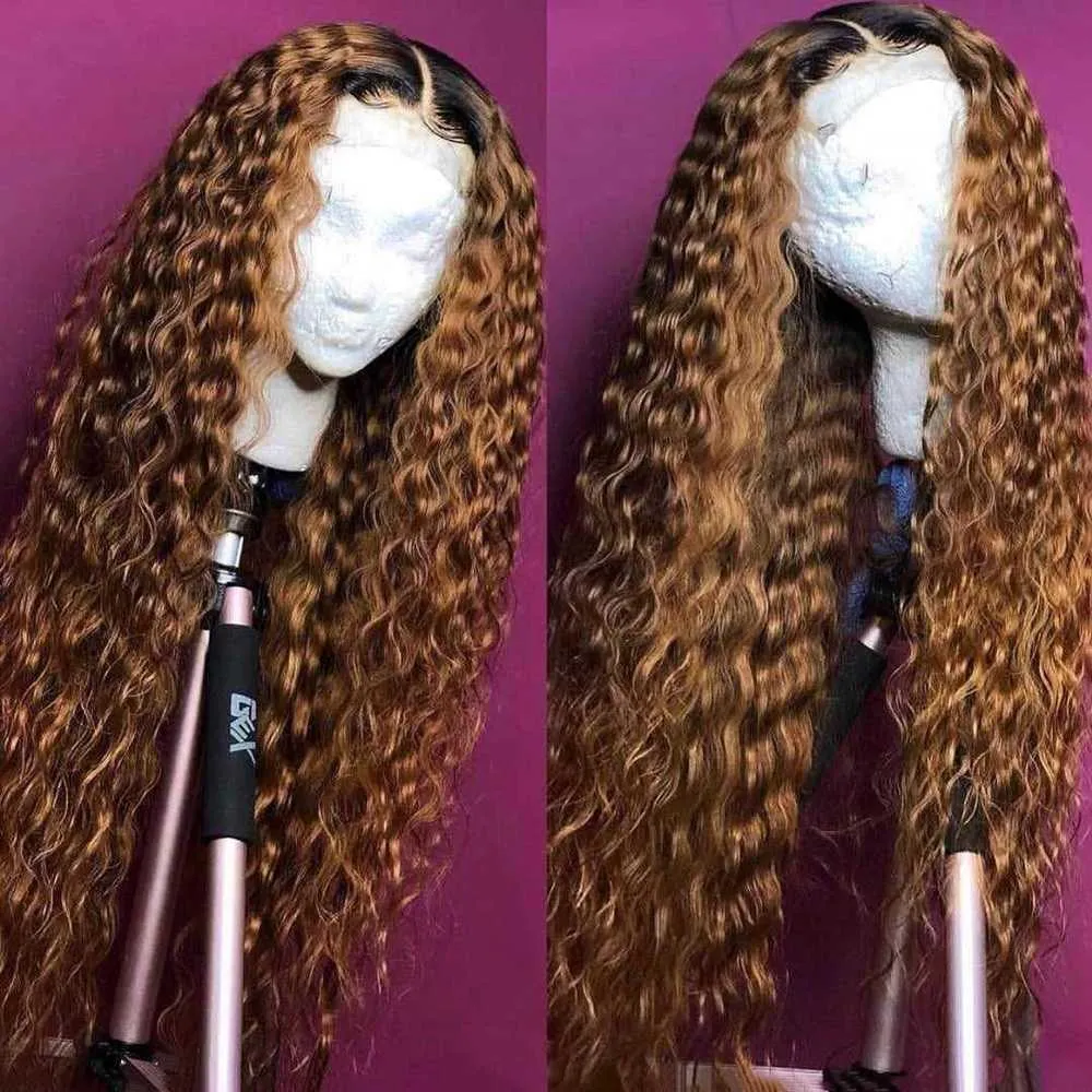 Parrucche in pizzo caldo kryssma afro stravagante resistente al calore di capelli sintetici anteriore marrone ombre per donne balck women pre -pilota babyhair 221216