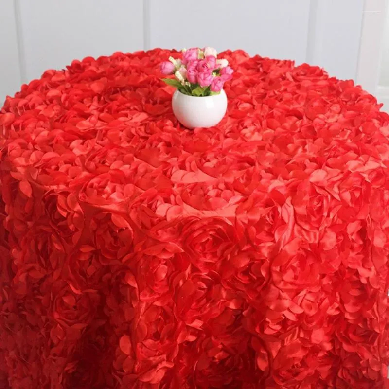Bord trasa 120 cm runda 3d rose tyg dutduk täcker bröllop fest jubileumsfirande bankett dekor hem el dekoration