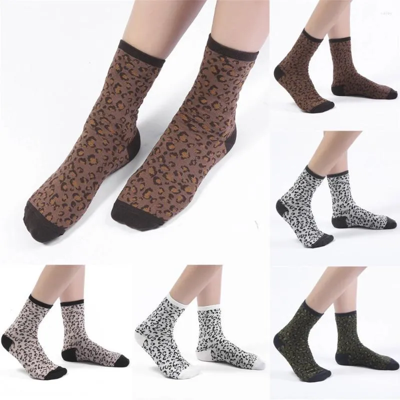 Chaussettes en coton imprimé léopard pour homme et femme, couleur neutre, chaudes, douces et confortables, collection automne-hiver 2023, # VD107