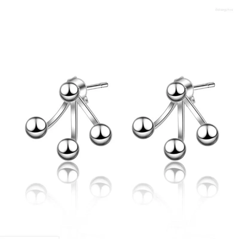 Stud Earrings Simple Design Personality Beads Silver Plated Jewelry Triangle Claw Exquisite Women XZE071