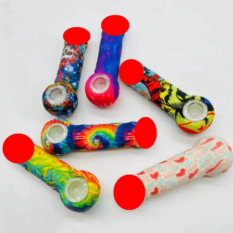 Cool Silicone Tubos coloridos de nove orifícios filtro de erva seca Tobacco tigela de vidro portátil Easidade limpa inovadora estilo especial Pipes de mão fumando cigarro de cigarro