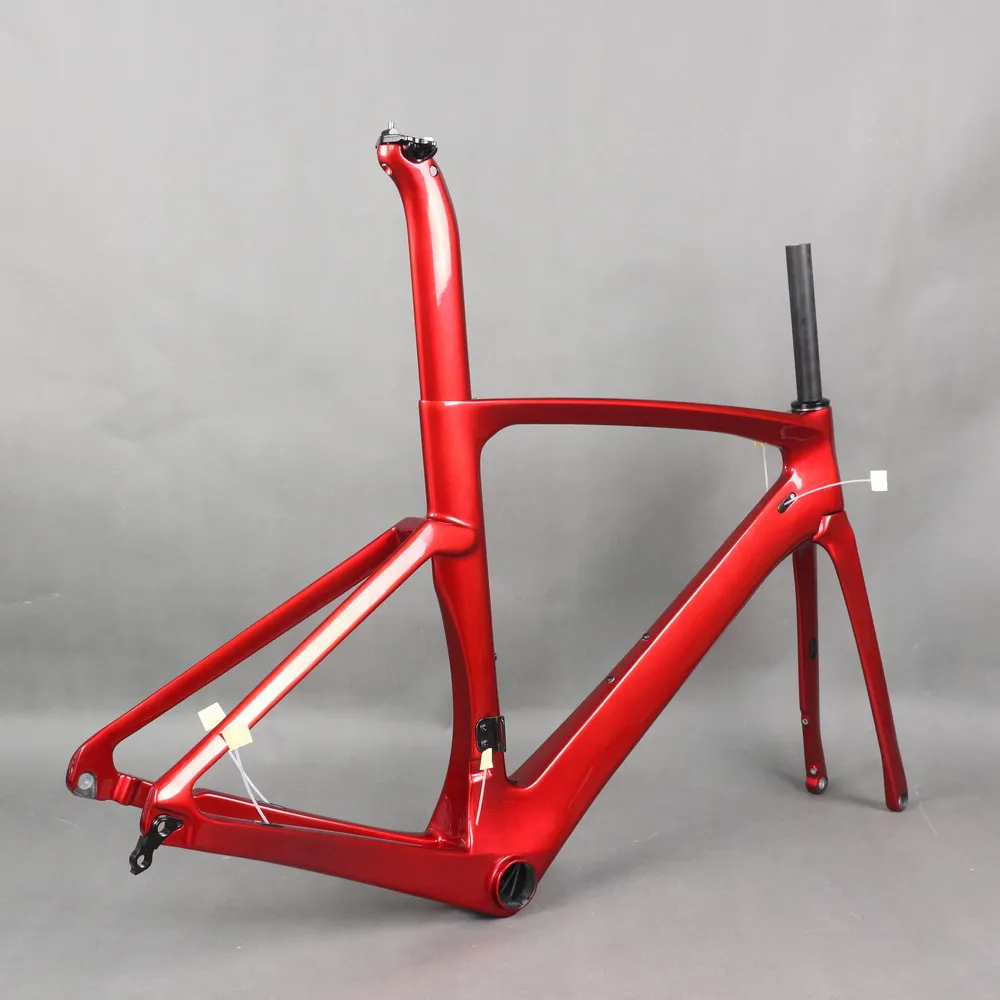 Aero Road Scheibenbremse Rennrad Rahmen TT-X30 Außenkabel Kohlefaser T800 BB386 Tretlager Candy Red