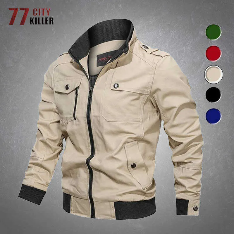 Outdoor Jackets Hoodies Cargo Jacket Men Casual Multi-Pockets Solid Color Zippers Jackets Male Outdoor Commute Wear-resistant Cotton Clothes Mens Coats 0104