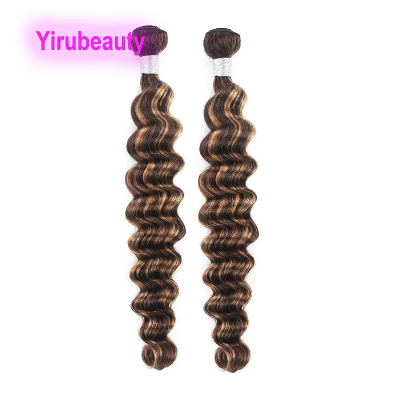 P4/27 Piano Cor 2 Pacotes duplos tramas peruanas ￍndias brasileiras 100% Extens￵es de cabelo humano 10-30 polegadas iirubeauty Loose Wave Deep Kinky Curly