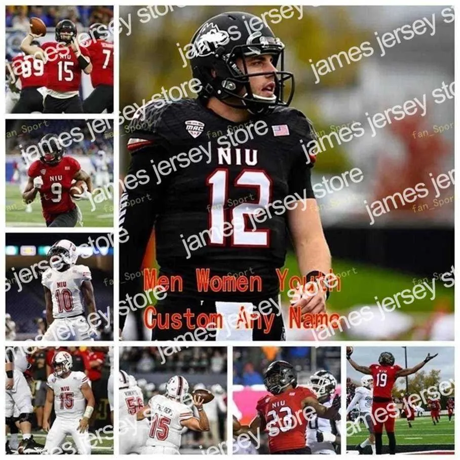 Ropa de fútbol americano universitario Thr NCAA College Jerseys Northern Illinois Huskies 88 Daniel Crawford 89 Mitchell Brinkman 93 Erik Abrell 4 Dustin Fletcher Custom Fo