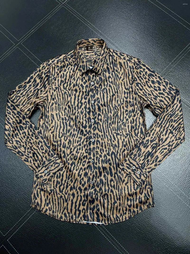 Men's Casual Shirts Leopard Pattern Men's Dress Cotton Print Long Sleeve Camisas Masculina Slim Fit Mens Business 1910296