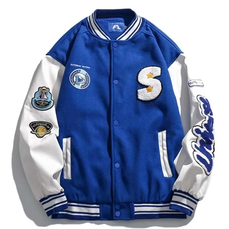 Herrenjacken Männer Frau Frühling Varsity Jacke Hip Hop Lose Muster Stickerei Spleißen Bomber Street Adrette Dünne Baseballuniform HerbstHerren