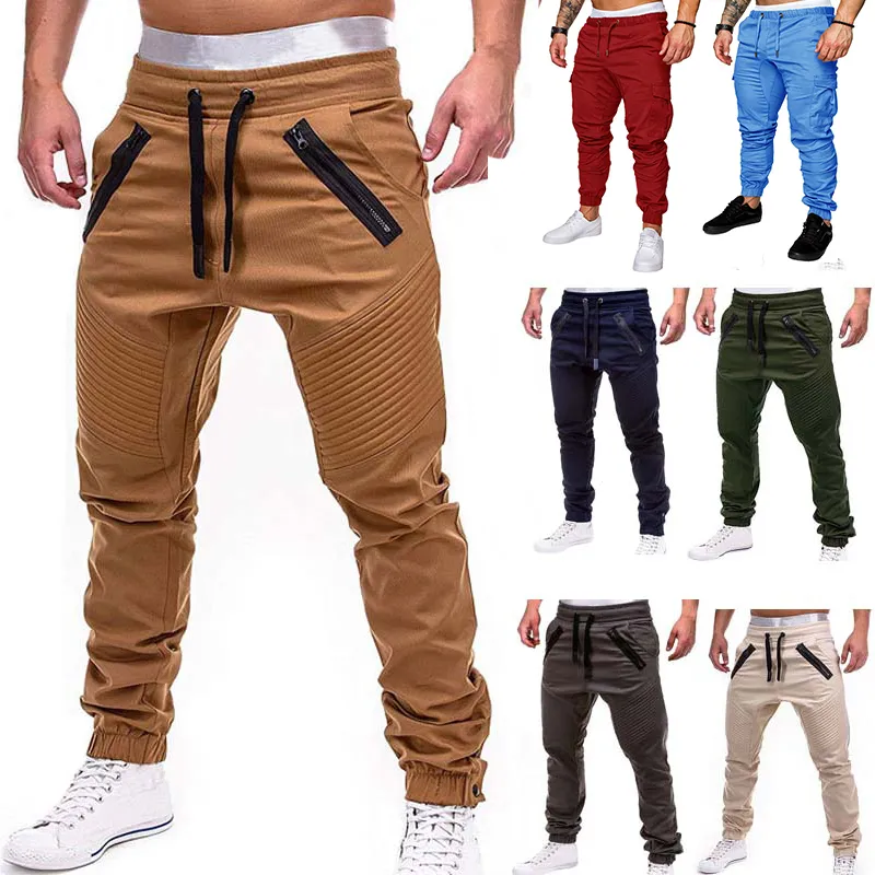 Qnpqyx Casual Men Joggers Pants Solidne cienkie spodnie dresowe męskie spodnie wielorakiejne spodnie sportowe