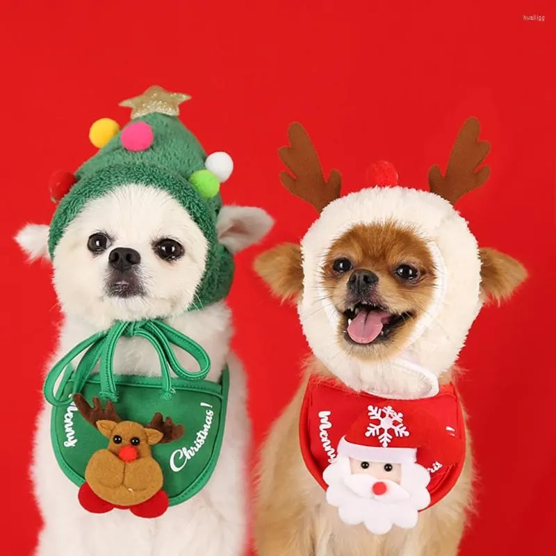 Hundkläder 1 st julbandana Santa Hat Scarf Triangle Bibbs Kerchief kostymdräkt för litet medelstora kattdjur
