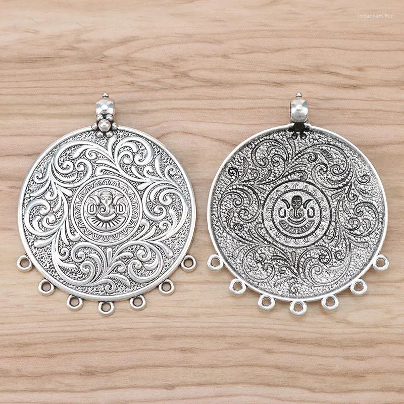 Hänge halsband 5 stycken tibetansk silver stor tribal boho 7 borgenare kontakter hängsmycken för halsbandsmycken som gör 88x70mm