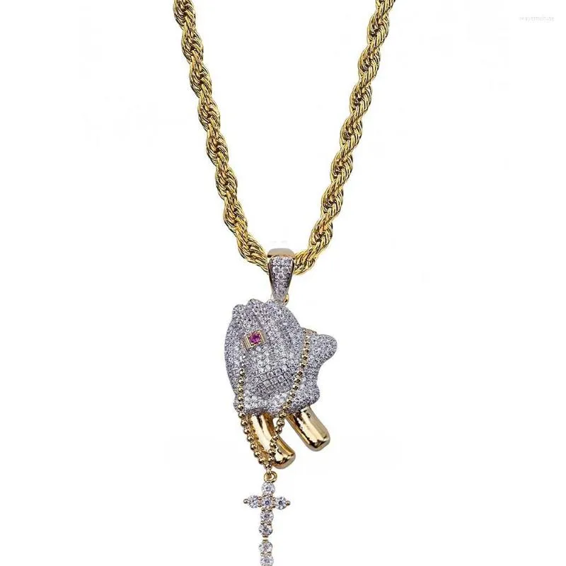 Pendant Necklaces High Quality Hip Hop Praying Hands Cross Necklace With For Men Or Women Gift