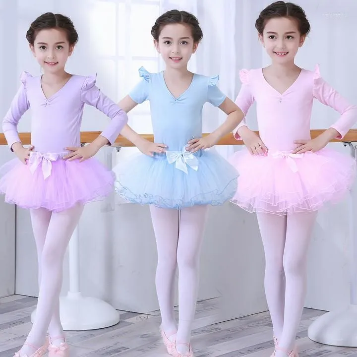 Bühne Tragen Lange/Kurzarm Ballett Trikot Für Kinder Tutu Kleid Praxis Gymnastik Mädchen Tanz Kinder Kostüm