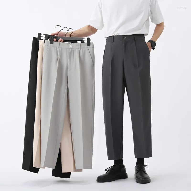 Abiti da uomo Tinta unita Pantaloni da uomo per uomo Slim Fashion Social Abito da uomo Coreano dritto Pantalone casual Ufficio formale Q246