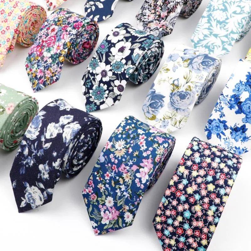 Bow Ties Fancy Gedrukte bloemen stropdassen voor mannen Women Wedding Party Casual Afternoon Tea Katoen Slim Tie Handgemaakte Gravata Suit kraag