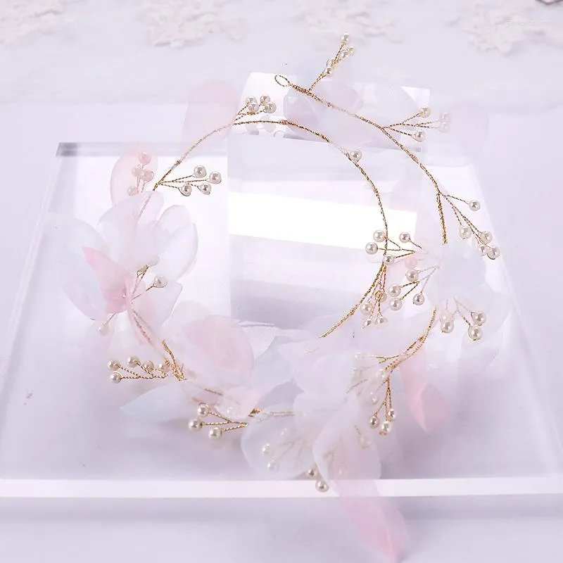 Headpieces Net Yarn Flower Pearl Headboard Fairy Headband Bridal Accessories