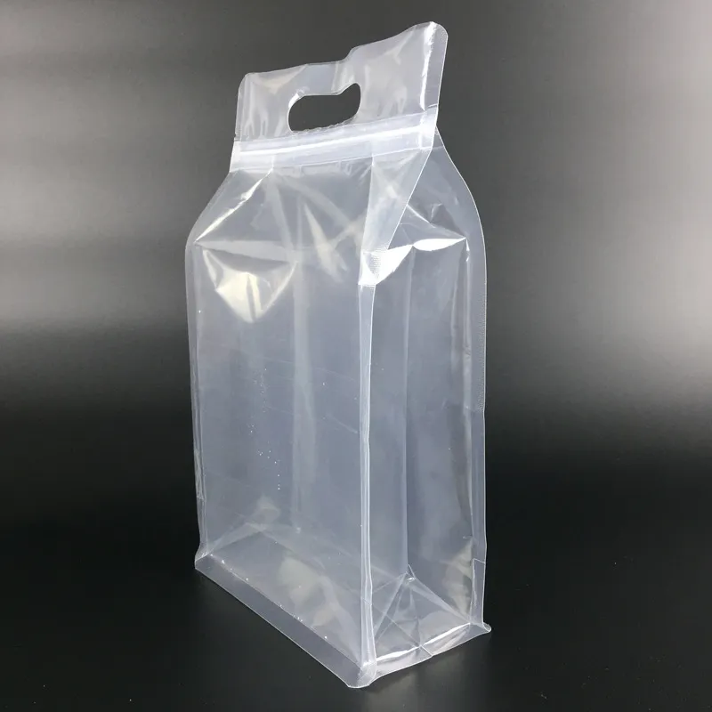 29x18 sac d'emballage debout à fermeture à glissière hautement transparente avec support de poignée en plastique fermeture à glissière sacs d'emballage pochettes