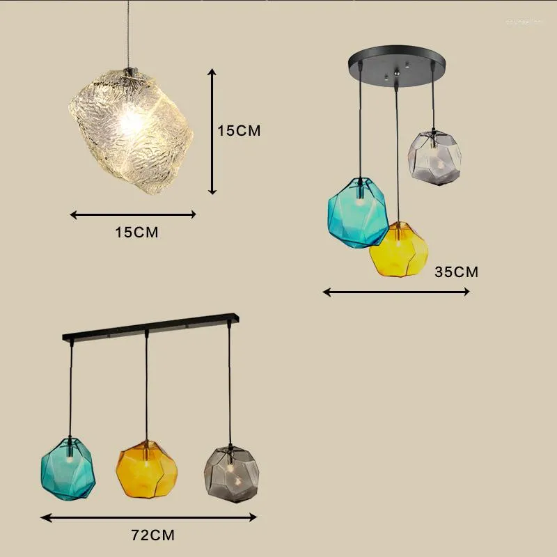 Lampes suspendues colorées modernes lumières lampe en verre suspendue avec ampoule G9 pour luminaires d'intérieur de barre jaune/bleu/ambre/gris