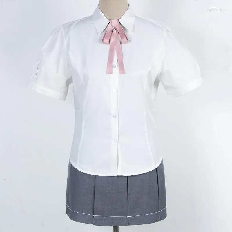 Kleidungssets Frauen Japanisches Schulkleid JK Uniform Sammeln Taille Kurzärmeliges Hemd Hubble-Bubble-Ärmel Weiß mit Krawatte für Mädchen