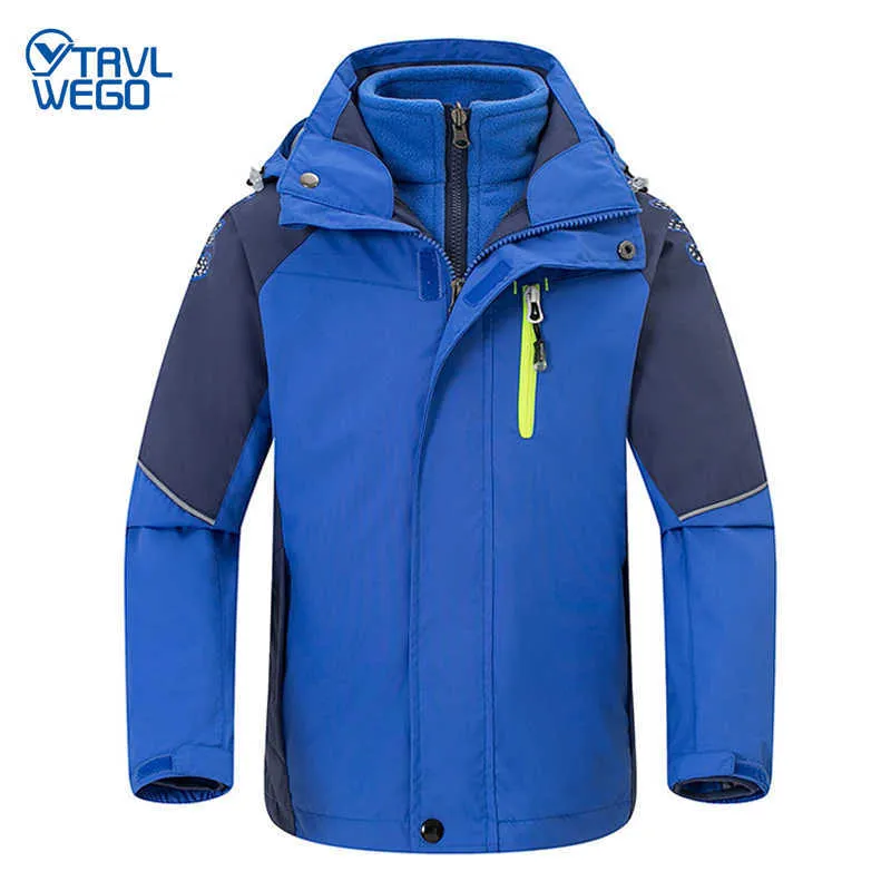 Outdoor Jackets Hoodies TrvlWego Kinderkinderen Ski Suit Waterdicht jas Sneeuwbroek Thermal Boys Girls 3 In 1 Winter Outdoor Hooded Kleding Come 0104