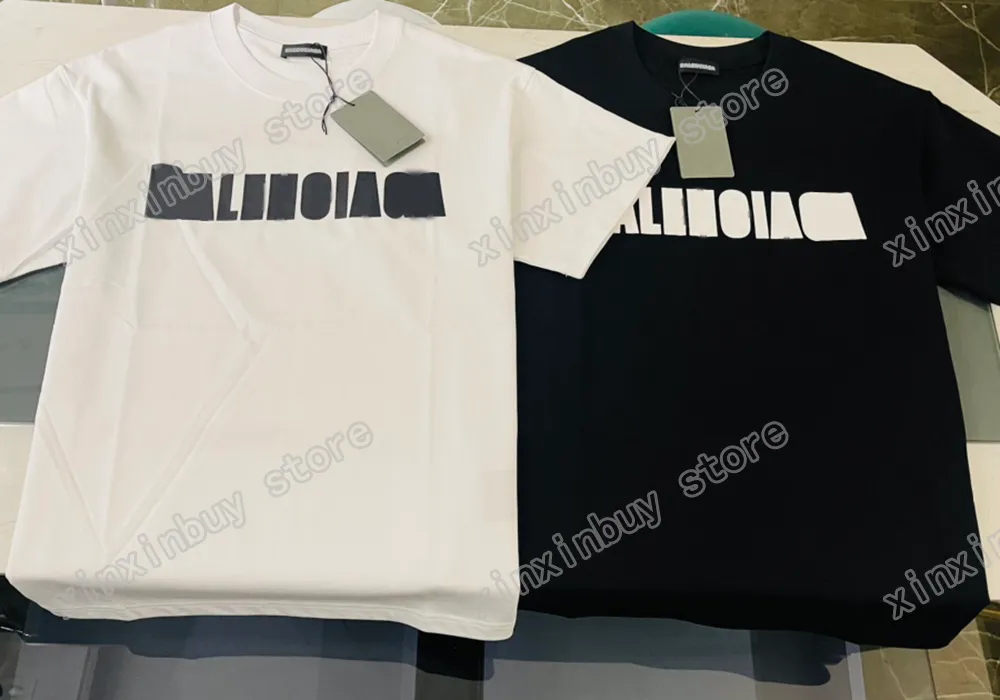 xinxinbuy erkekler tasarımcı tee tişört paris büyük harfler basılı nakış jakard kısa kollu pamuk kadın beyaz siyah haki xs-2xl