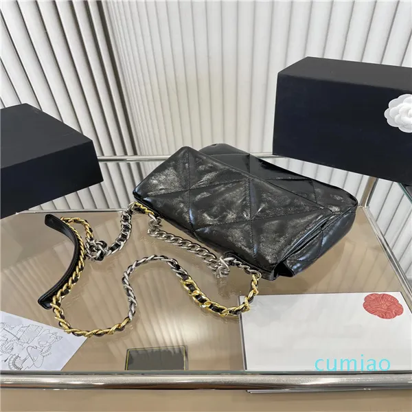 كلاسيكي 19 سلسلة مصمم أزياء العلامة التجارية رفرف حقيبة نساء حقيبة يد الذهب/الفضة اثنين من السلسلة المعدنية crossbody كيس جامبو ماكسي