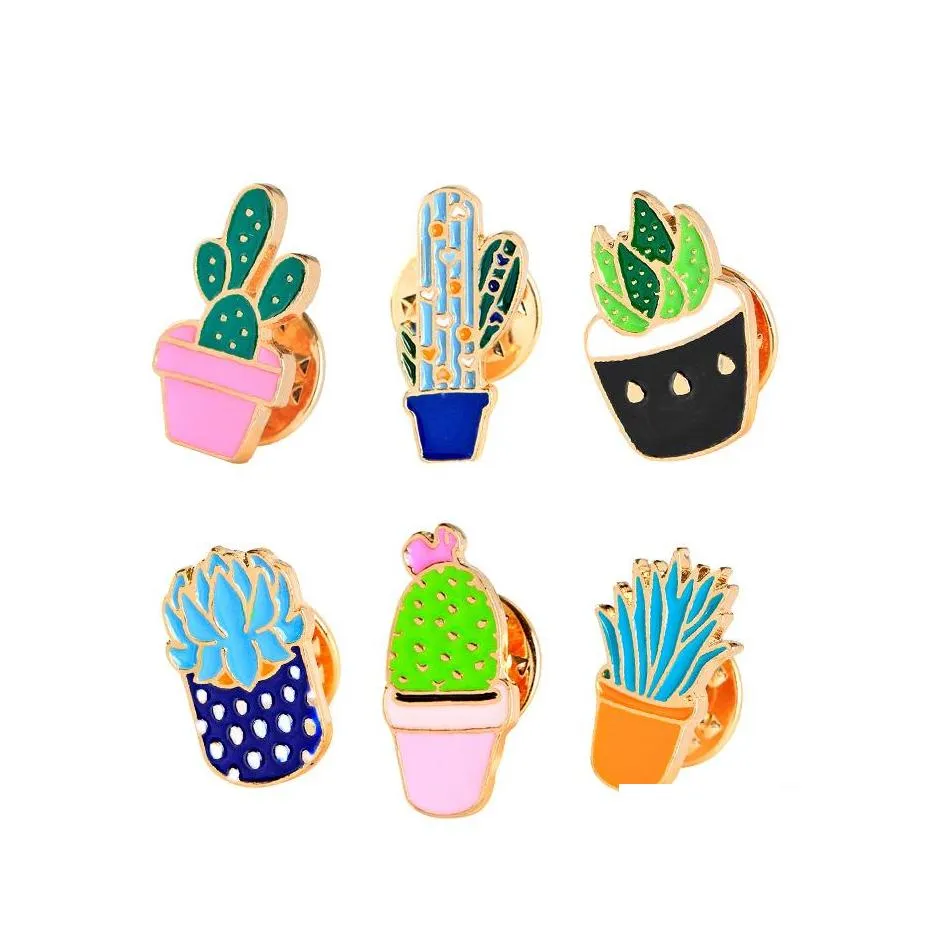 Pins Brooches Enamel Brooch Pins Women Potted Cactus Plant Creative Lapel Badge For Men S Fashion Jewelry Accessories Drop Delivery Dhrjy