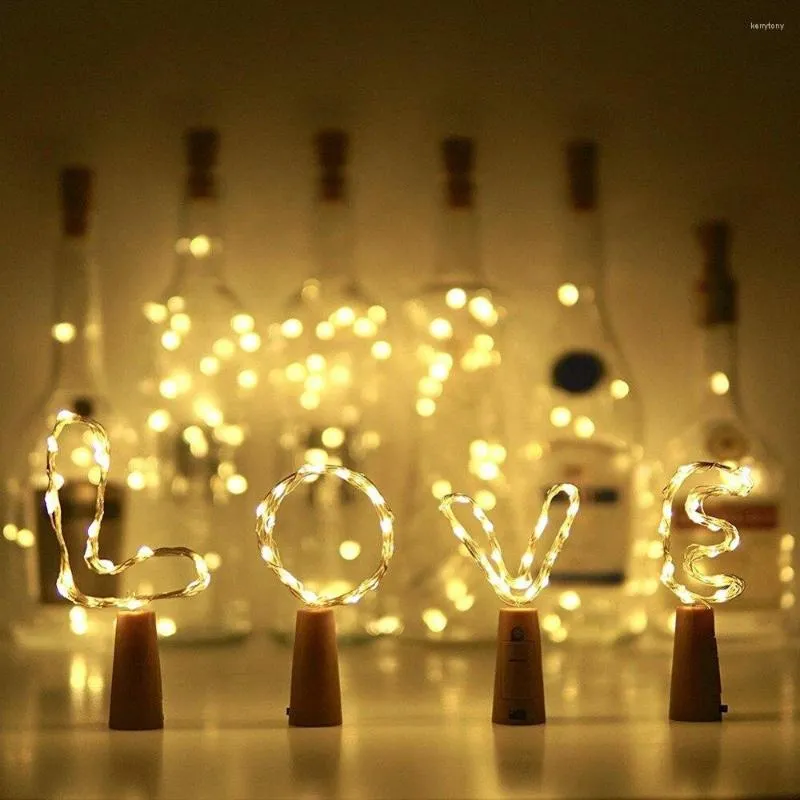 Cordes 2M LED Guirlande Fil De Cuivre Corker Chaîne Fée Lumière Pour Verre Artisanat Bouteille Lampe Noël / Saint Valentin Décoration De Mariage Lumières