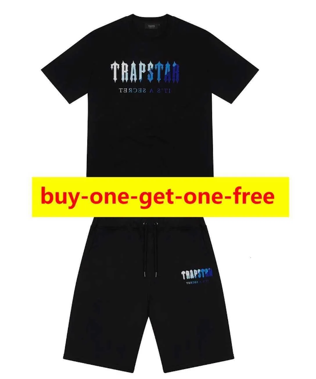 Мужская футболка Trapstar с вышивкой, костюм с коротким рукавом, спортивный костюм из синели, черный хлопок, лондонская уличная одежда, S-2XL15
