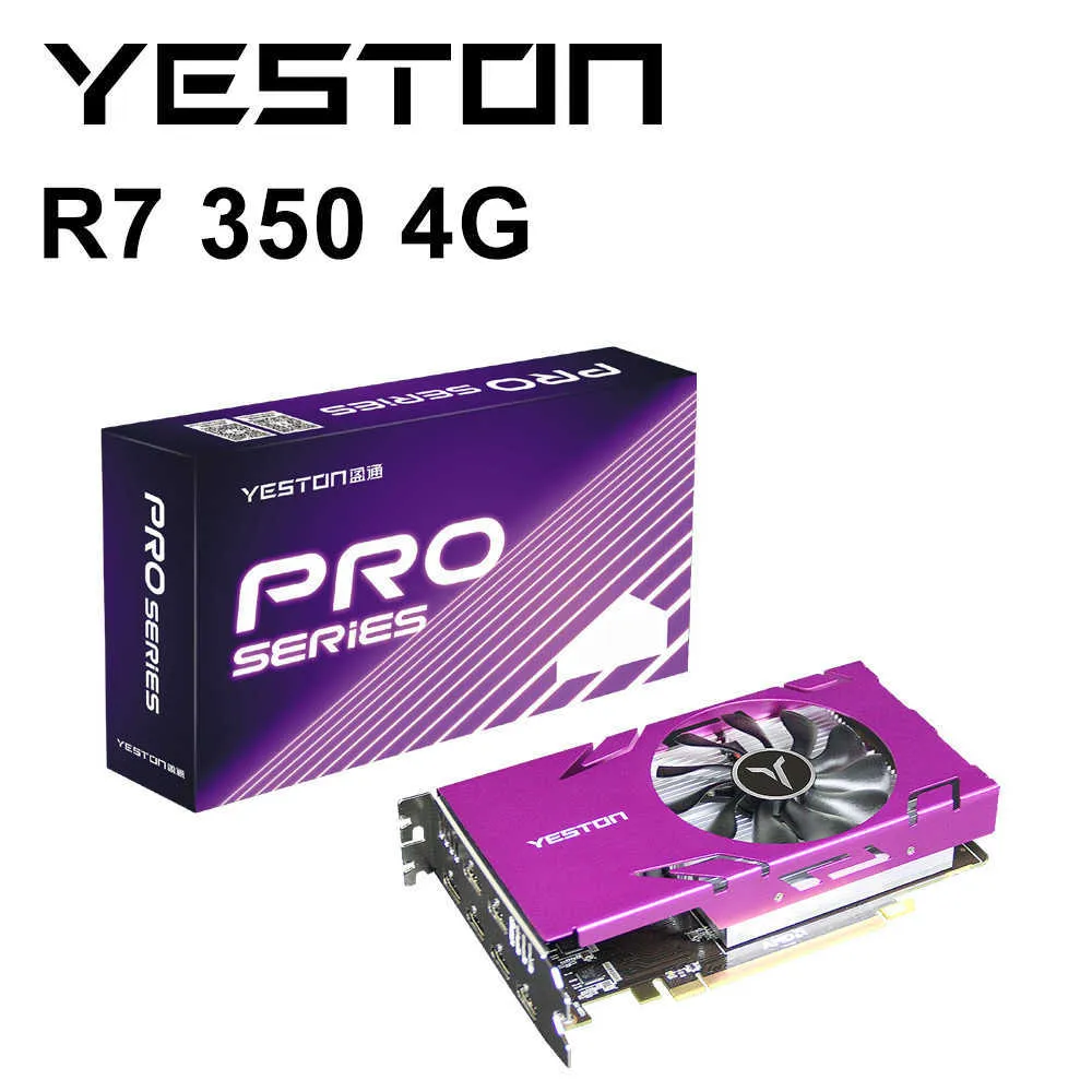 YESTON New Radeon R7 350 6 HDMI Graphic Card GDDR5 4GB 128Bit Computer GPU R7350 6HDMI GA AMD Video Card Support Split Screen