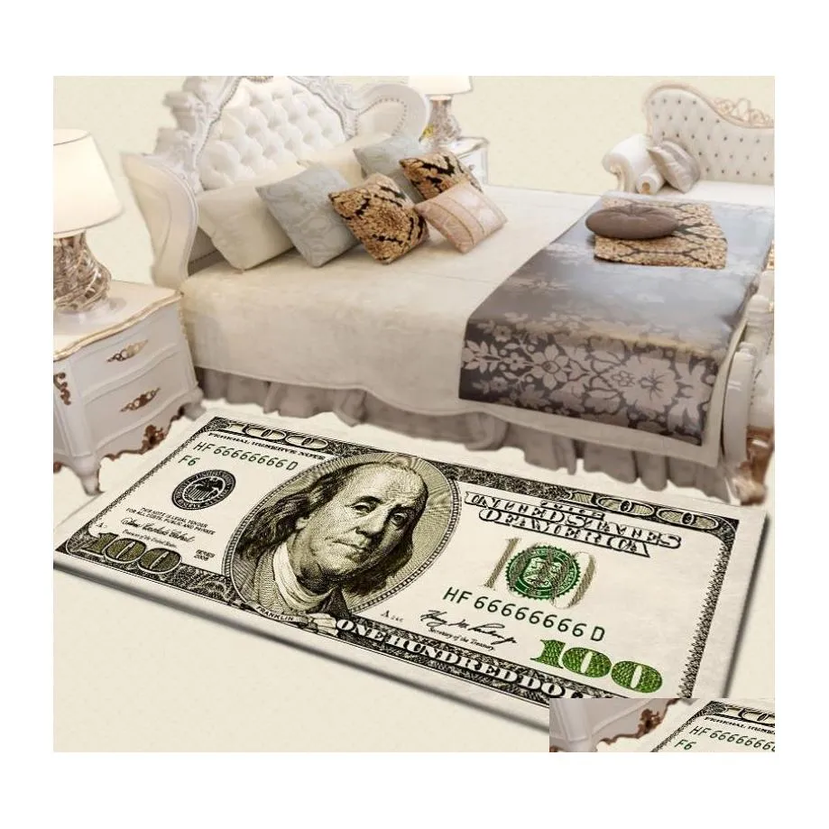 Carpets Vintage Currency Money 100 Bill Dollars Painting Entry Door Mat Porch Carpet Home Living Room Decor Rug Rec Coral Fleece Dro Dhnq9