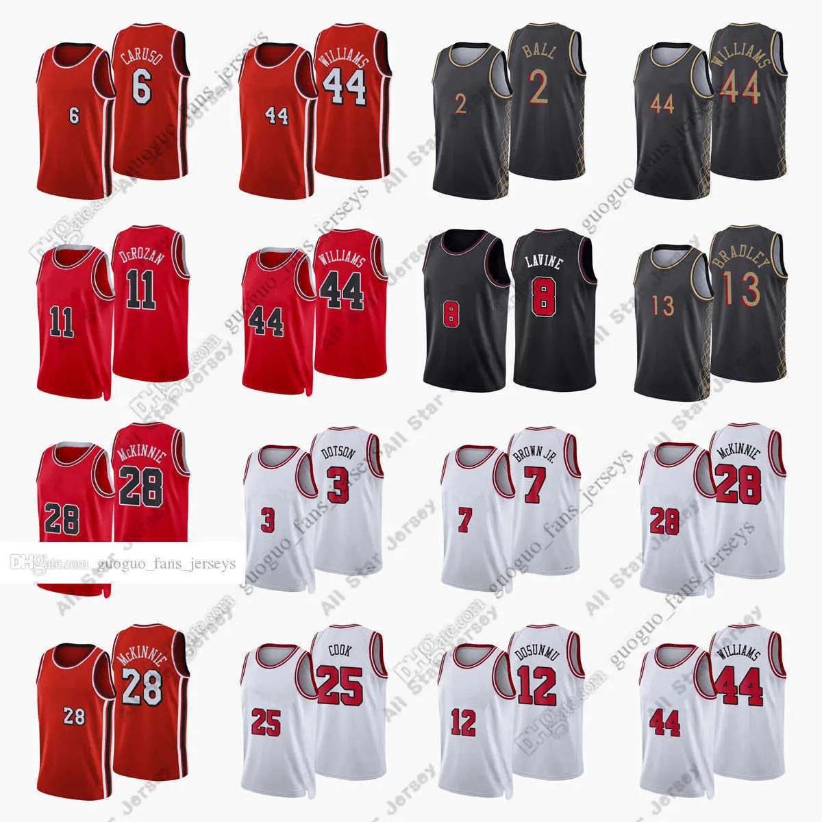 Basketball Jerseys Custom Printed 2022 New City Basketball Jerseys 11 DeRozan 8 LaVine 2 Ball 6 Caruso 44 Williams 7 Brown 13 Bradley 12 Dosunmu 3 Dotson 00